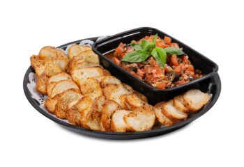 Tomato Brochetta (1 qt) with sliced Toasted Baguette